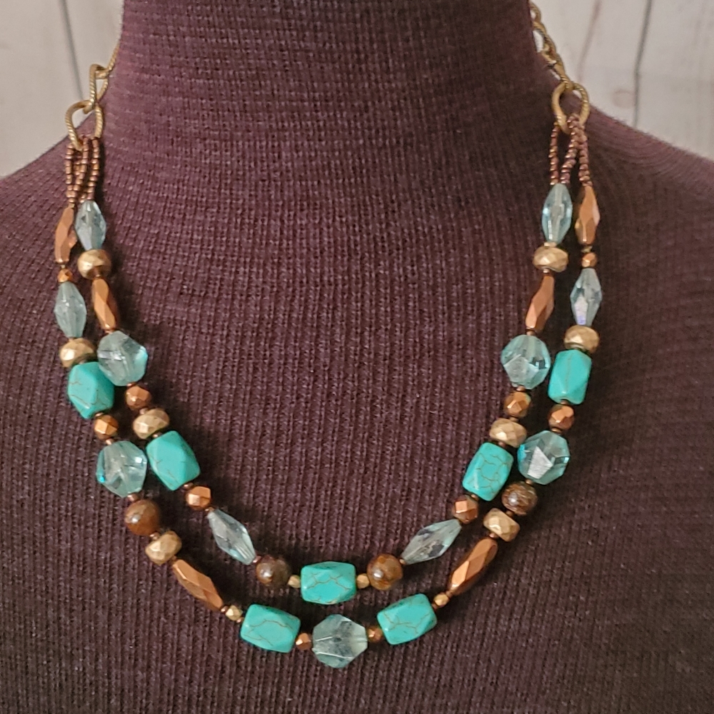 Lia Sophia double strand "turquoise" necklace